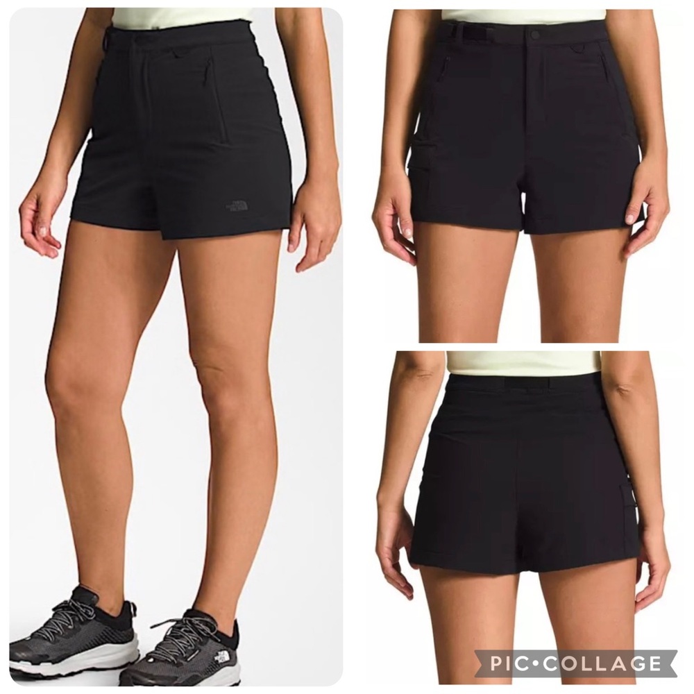The North Face Bridgeway Shorts Black Hiking Cargo Zip Pocket Size 0 XXS